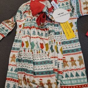 LITTLE SLEEPIES Holiday Christmas Bamboo Pajamas Gingerbread Set 12/14 NWT